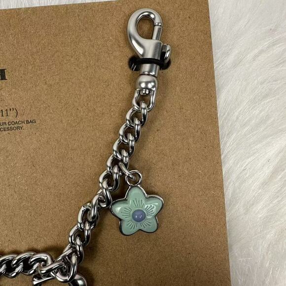 Coach Silver Swagger Chain With Charms Flower, Bear, C, Rainbow, Lock CW662 NWT - Picture 8 of 10